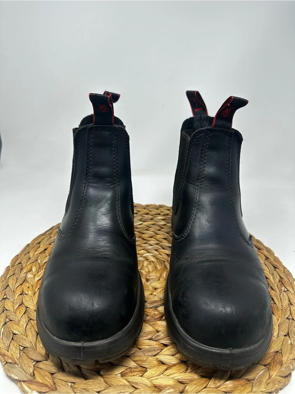 Redback Easy Escape Slip On 6 Inch Steel Toe Black Leather Boots Size 8.5 Men's